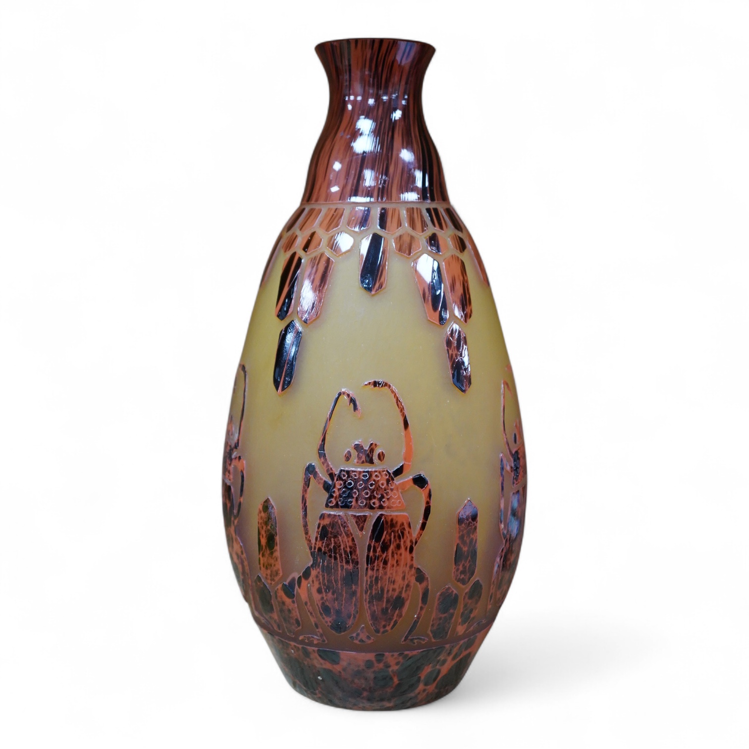 An Art Deco ‘Charder’ vase by Charles Schneider for Le Verre Francais, 27cm high